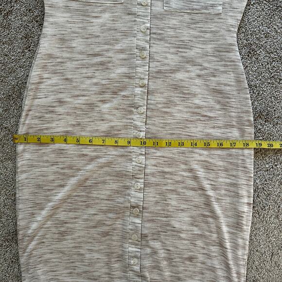 Lovers and Friends Kayce Midi Dress Jersey Knit Button Down Marled Natural Med - Picture 15 of 16